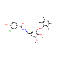 COc1cc(/C=N/NC(=O)c2ccc(O)c(Cl)c2)cc(OCc2c(C)c(C)cc(C)c2C)c1OC ZINC000029126327