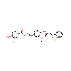 COc1cc(/C=N/NC(=O)c2ccc(O)c(Cl)c2)ccc1NC(=O)Cc1csc2ccccc12 ZINC000013492727