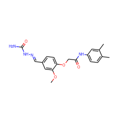 COc1cc(/C=N/NC(N)=O)ccc1OCC(=O)Nc1ccc(C)c(C)c1 ZINC000000694311