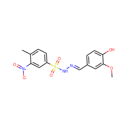 COc1cc(/C=N/NS(=O)(=O)c2ccc(C)c([N+](=O)[O-])c2)ccc1O ZINC000004962475