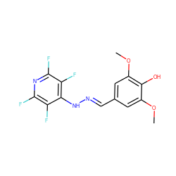 COc1cc(/C=N/Nc2c(F)c(F)nc(F)c2F)cc(OC)c1O ZINC000008403430