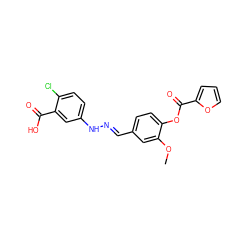 COc1cc(/C=N/Nc2ccc(Cl)c(C(=O)O)c2)ccc1OC(=O)c1ccco1 ZINC000004921466