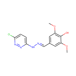 COc1cc(/C=N/Nc2ccc(Cl)nn2)cc(OC)c1O ZINC000004984822