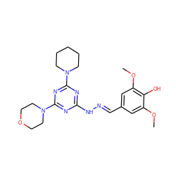 COc1cc(/C=N/Nc2nc(N3CCCCC3)nc(N3CCOCC3)n2)cc(OC)c1O ZINC000045244962