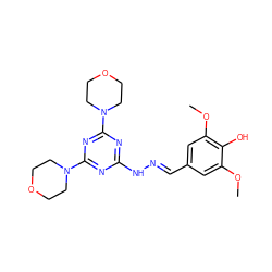 COc1cc(/C=N/Nc2nc(N3CCOCC3)nc(N3CCOCC3)n2)cc(OC)c1O ZINC000006906035