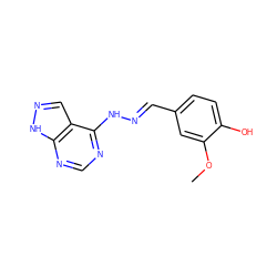 COc1cc(/C=N/Nc2ncnc3[nH]ncc23)ccc1O ZINC000014946155