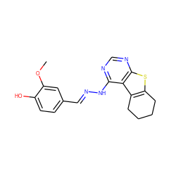 COc1cc(/C=N/Nc2ncnc3sc4c(c23)CCCC4)ccc1O ZINC000004753964