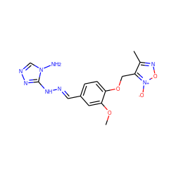 COc1cc(/C=N/Nc2nncn2N)ccc1OCc1c(C)no[n+]1[O-] ZINC000012562222