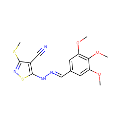 COc1cc(/C=N/Nc2snc(SC)c2C#N)cc(OC)c1OC ZINC000004482282