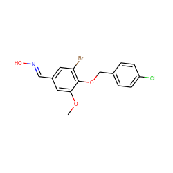 COc1cc(/C=N/O)cc(Br)c1OCc1ccc(Cl)cc1 ZINC000100895642