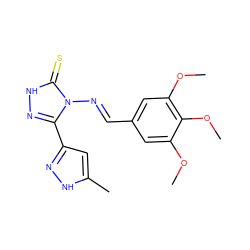 COc1cc(/C=N/n2c(-c3cc(C)[nH]n3)n[nH]c2=S)cc(OC)c1OC ZINC000005625909