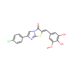 COc1cc(/C=c2\sc3nc(-c4ccc(Cl)cc4)cn3c2=O)cc(O)c1O ZINC000169353881