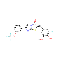 COc1cc(/C=c2\sc3nc(-c4cccc(OC(F)(F)F)c4)cn3c2=O)cc(F)c1O ZINC000169353886