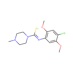 COc1cc(/N=C(\S)N2CCN(C)CC2)c(OC)cc1Cl ZINC000013497417