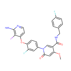 COc1cc(=O)n(-c2ccc(Oc3ccnc(N)c3I)c(F)c2)cc1C(=O)NCc1ccc(F)cc1 ZINC000205998651