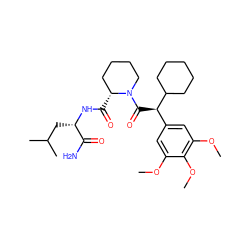 COc1cc([C@@H](C(=O)N2CCCC[C@H]2C(=O)N[C@@H](CC(C)C)C(N)=O)C2CCCCC2)cc(OC)c1OC ZINC000653915960