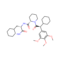 COc1cc([C@@H](C(=O)N2CCCC[C@H]2C(=O)N[C@@H](CC2CCCCC2)C(N)=O)C2CCCCC2)cc(OC)c1OC ZINC000653917206