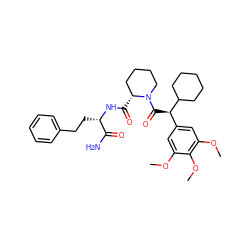 COc1cc([C@@H](C(=O)N2CCCC[C@H]2C(=O)N[C@@H](CCc2ccccc2)C(N)=O)C2CCCCC2)cc(OC)c1OC ZINC000653917199