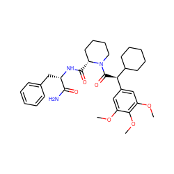 COc1cc([C@@H](C(=O)N2CCCC[C@H]2C(=O)N[C@@H](Cc2ccccc2)C(N)=O)C2CCCCC2)cc(OC)c1OC ZINC000653917194