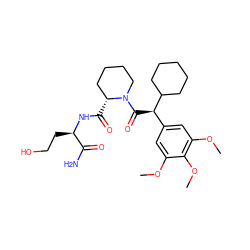 COc1cc([C@@H](C(=O)N2CCCC[C@H]2C(=O)N[C@H](CCO)C(N)=O)C2CCCCC2)cc(OC)c1OC ZINC000653725401