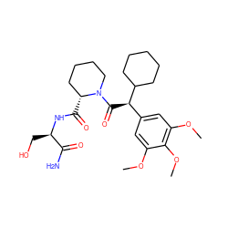 COc1cc([C@@H](C(=O)N2CCCC[C@H]2C(=O)N[C@H](CO)C(N)=O)C2CCCCC2)cc(OC)c1OC ZINC000653723882