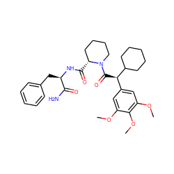 COc1cc([C@@H](C(=O)N2CCCC[C@H]2C(=O)N[C@H](Cc2ccccc2)C(N)=O)C2CCCCC2)cc(OC)c1OC ZINC000653917193