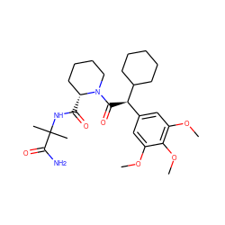 COc1cc([C@@H](C(=O)N2CCCC[C@H]2C(=O)NC(C)(C)C(N)=O)C2CCCCC2)cc(OC)c1OC ZINC000653915946