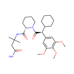 COc1cc([C@@H](C(=O)N2CCCC[C@H]2C(=O)NC(C)(C)CC(N)=O)C2CCCCC2)cc(OC)c1OC ZINC000653916055