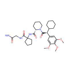 COc1cc([C@@H](C(=O)N2CCCC[C@H]2C(=O)NC2(C(=O)NCC(N)=O)CCCC2)C2CCCCC2)cc(OC)c1OC ZINC000653726552