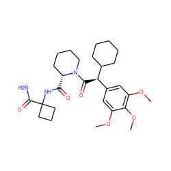 COc1cc([C@@H](C(=O)N2CCCC[C@H]2C(=O)NC2(C(N)=O)CCC2)C2CCCCC2)cc(OC)c1OC ZINC000653728707