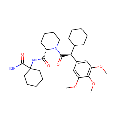 COc1cc([C@@H](C(=O)N2CCCC[C@H]2C(=O)NC2(C(N)=O)CCCCC2)C2CCCCC2)cc(OC)c1OC ZINC000653725379