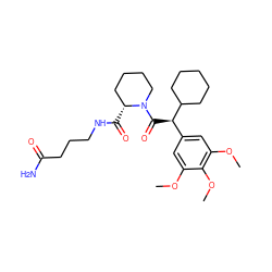 COc1cc([C@@H](C(=O)N2CCCC[C@H]2C(=O)NCCCC(N)=O)C2CCCCC2)cc(OC)c1OC ZINC000653687487