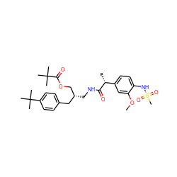 COc1cc([C@@H](C)C(=O)NC[C@@H](COC(=O)C(C)(C)C)Cc2ccc(C(C)(C)C)cc2)ccc1NS(C)(=O)=O ZINC000014973178