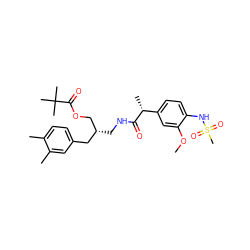 COc1cc([C@@H](C)C(=O)NC[C@@H](COC(=O)C(C)(C)C)Cc2ccc(C)c(C)c2)ccc1NS(C)(=O)=O ZINC000014973251