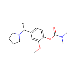 COc1cc([C@@H](C)N2CCCC2)ccc1OC(=O)N(C)C ZINC000299834563