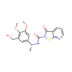 COc1cc([C@@H](C)NC(=O)n2sc3ncccc3c2=O)cc(CO)c1OC ZINC000169711323