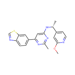 COc1cc([C@@H](C)Nc2cc(-c3ccc4ncsc4c3)nc(C)n2)ccn1 ZINC000653670279