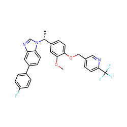 COc1cc([C@@H](C)n2cnc3cc(-c4ccc(F)cc4)ccc32)ccc1OCc1ccc(C(F)(F)F)nc1 ZINC000473159231