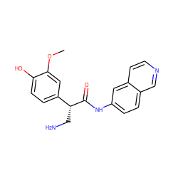 COc1cc([C@@H](CN)C(=O)Nc2ccc3cnccc3c2)ccc1O ZINC000167061713