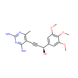 COc1cc([C@@H](O)C#Cc2c(C)nc(N)nc2N)cc(OC)c1OC ZINC000014968154