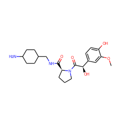 COc1cc([C@@H](O)C(=O)N2CCC[C@H]2C(=O)NCC2CCC(N)CC2)ccc1O ZINC000013555115
