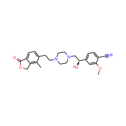 COc1cc([C@@H](O)CN2CCN(CCc3ccc4c(c3C)COC4=O)CC2)ccc1C#N ZINC000139597880