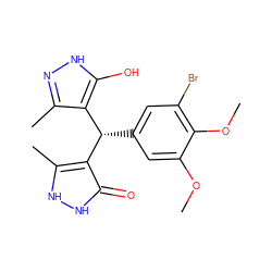 COc1cc([C@@H](c2c(C)n[nH]c2O)c2c(C)[nH][nH]c2=O)cc(Br)c1OC ZINC000019886024