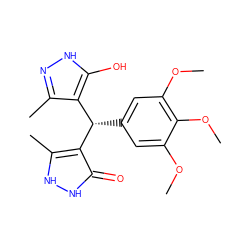 COc1cc([C@@H](c2c(C)n[nH]c2O)c2c(C)[nH][nH]c2=O)cc(OC)c1OC ZINC000019930628