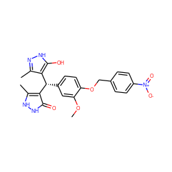 COc1cc([C@@H](c2c(C)n[nH]c2O)c2c(C)[nH][nH]c2=O)ccc1OCc1ccc([N+](=O)[O-])cc1 ZINC000019940242