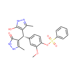 COc1cc([C@@H](c2c(C)n[nH]c2O)c2c(C)[nH][nH]c2=O)ccc1OS(=O)(=O)c1ccccc1 ZINC000008671136