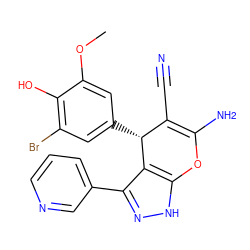 COc1cc([C@@H]2C(C#N)=C(N)Oc3[nH]nc(-c4cccnc4)c32)cc(Br)c1O ZINC000013136833