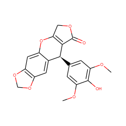 COc1cc([C@@H]2C3=C(COC3=O)Oc3cc4c(cc32)OCO4)cc(OC)c1O ZINC000001643199