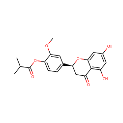 COc1cc([C@@H]2CC(=O)c3c(O)cc(O)cc3O2)ccc1OC(=O)C(C)C ZINC000014728321