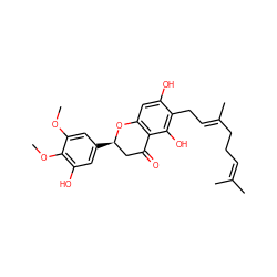 COc1cc([C@@H]2CC(=O)c3c(cc(O)c(C/C=C(\C)CCC=C(C)C)c3O)O2)cc(O)c1OC ZINC000473130631
